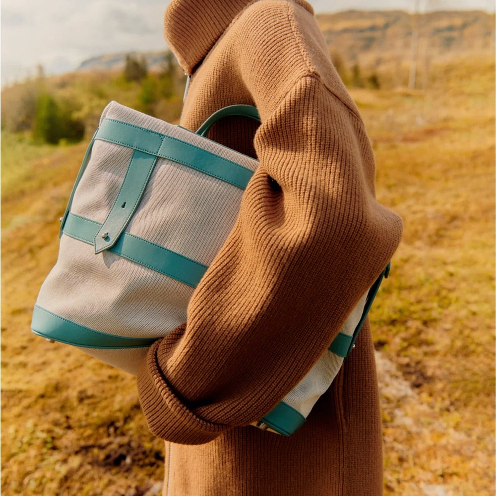 Elegant Teal and Cream Tote Bag